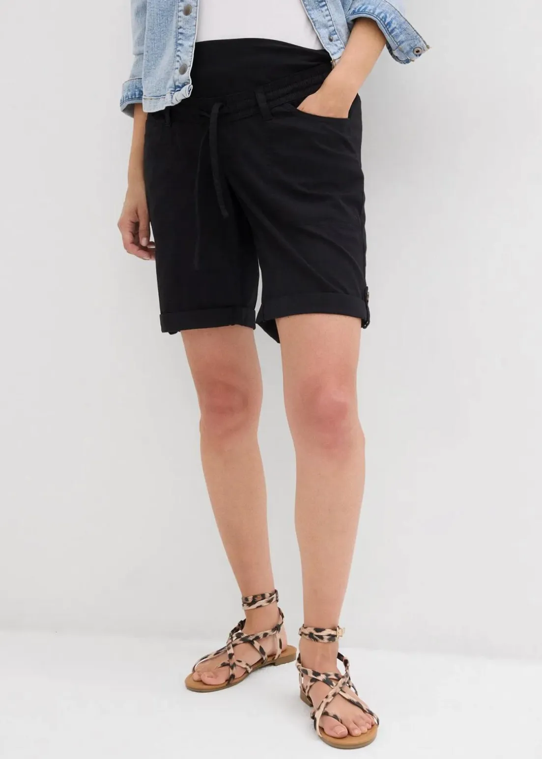 Krempelbare 2-in-1 Umstandsbermuda und Shorts