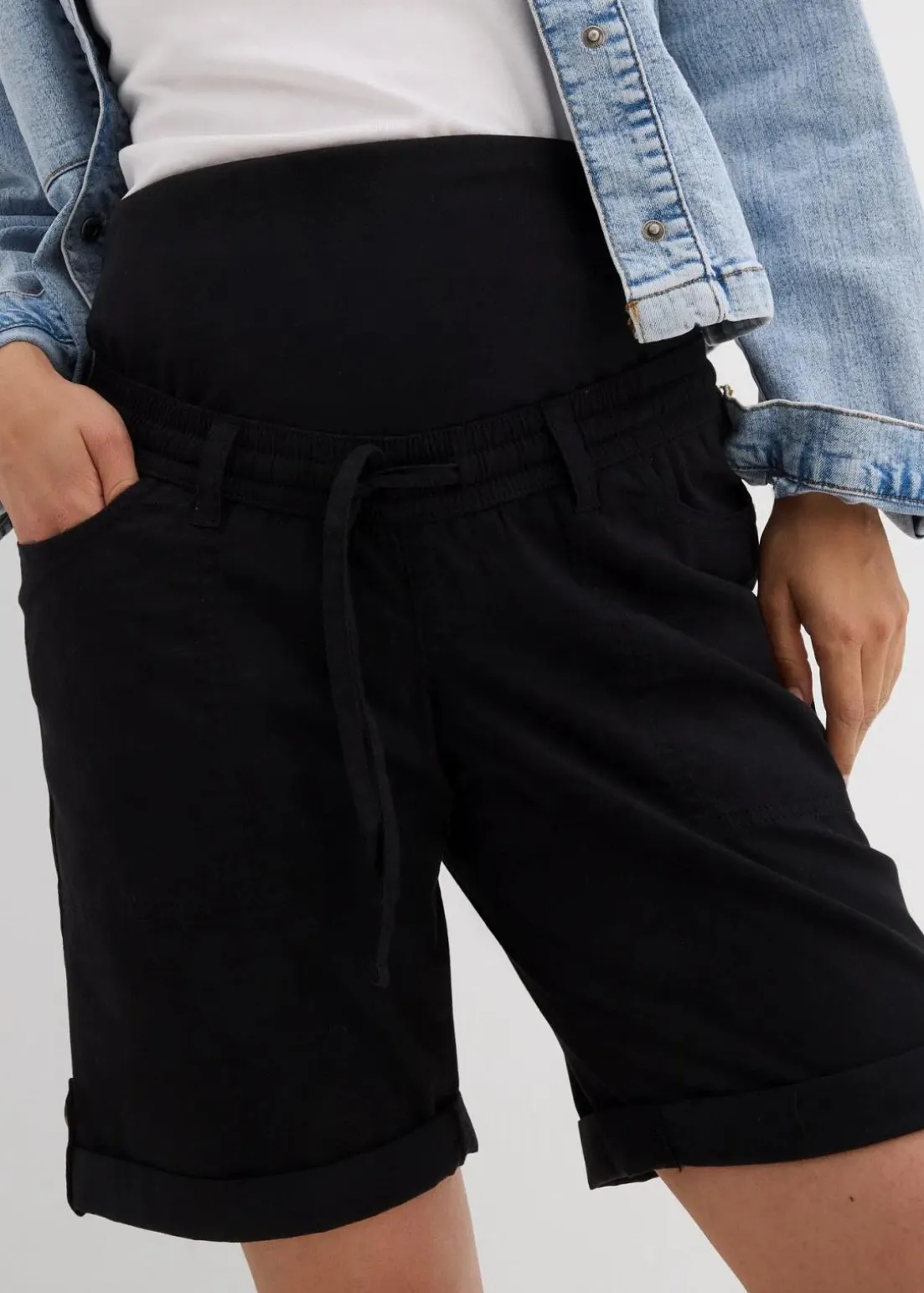 Krempelbare 2-in-1 Umstandsbermuda und Shorts