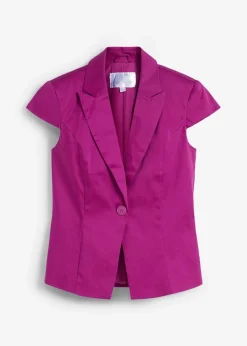 Kurzarm Blazer aus Baumwollsatin
