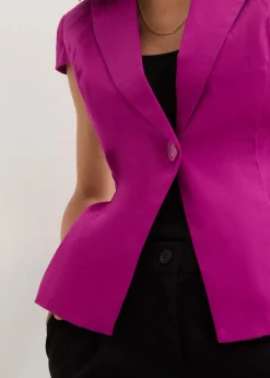 Kurzarm Blazer aus Baumwollsatin