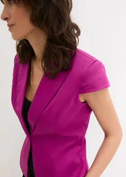 Kurzarm Blazer aus Baumwollsatin