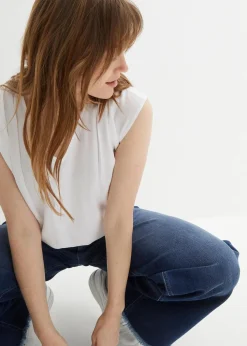 Kurzarmbluse aus fließender Viskose