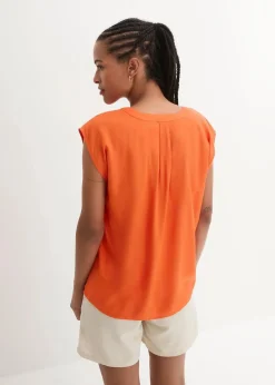 Kurzarmbluse aus fließender Viskose