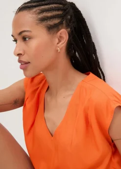 Kurzarmbluse aus fließender Viskose