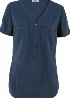 Kurzarmbluse aus fließender Viskose