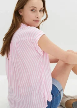 Kurzarmbluse aus fließender Viskose