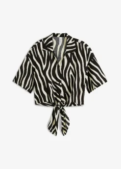 Kurzarmbluse aus fließender Viskose