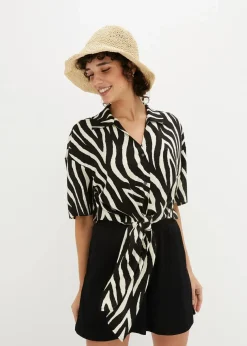 Kurzarmbluse aus fließender Viskose