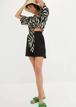 Kurzarmbluse aus fließender Viskose