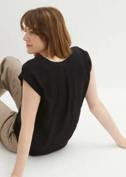 Kurzarmbluse aus fließender Viskose