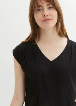 Kurzarmbluse aus fließender Viskose