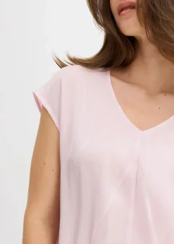 Kurzarmbluse aus glänzendem Satin