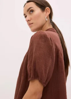 Kurzarmbluse aus luftigem Musselin