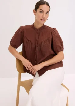 Kurzarmbluse aus luftigem Musselin