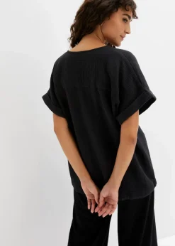 Kurzarmbluse aus Musselin