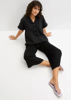 Kurzarmbluse aus Musselin