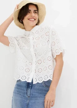 Kurzarmbluse aus reiner Baumwolle