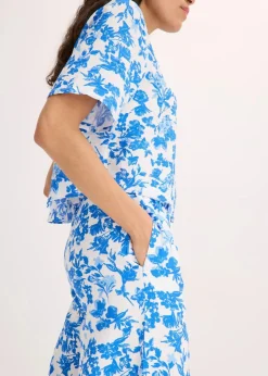 Kurzarmbluse aus softem Viskose-Mix