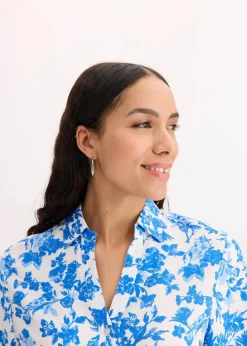 Kurzarmbluse aus softem Viskose-Mix