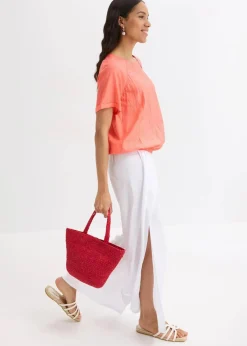 Kurzarmbluse aus softem Viskose-Mix