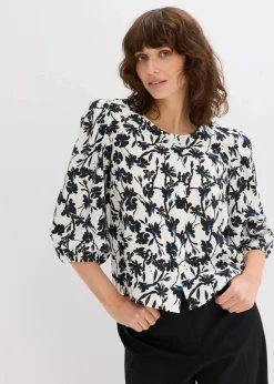 Kurzarmbluse aus strukturiertem Material