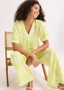 Kurzarmbluse in Leinenoptik