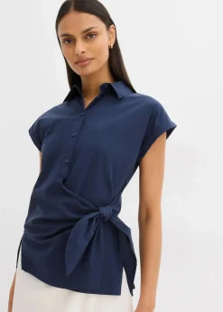 Kurzarmbluse mit Bindedetail