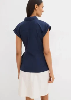 Kurzarmbluse mit Bindedetail