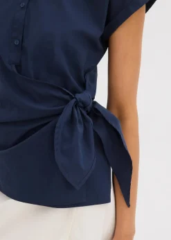 Kurzarmbluse mit Bindedetail