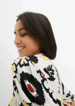 Kurzarmbluse mit Smockdetail aus strukturierter Viskose