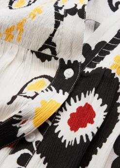 Kurzarmbluse mit Smockdetail aus strukturierter Viskose