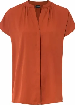 Kurzarmbluse mit verdeckter Knopfleiste