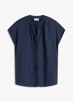 Kurzarmbluse mit verdeckter Knopfleiste