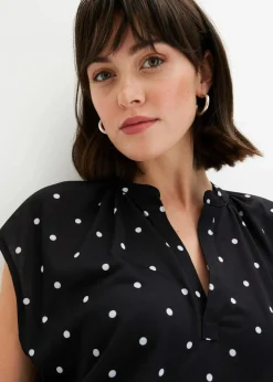 Kurzarmshirt mit Henley-Ausschnitt aus Viskosemix