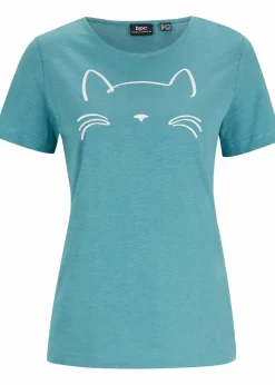Kurzarmshirt mit Katzen-Druck