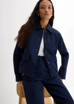 Kurze Übergangsjacke aus elastischem Bio-Baumwoll-Mix