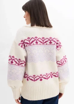 Kurze Norweger-Strickjacke