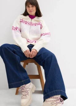 Kurze Norweger-Strickjacke