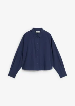 Kurze Oversize Bluse mit Seidenanteil