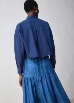 Kurze Oversize Bluse mit Seidenanteil