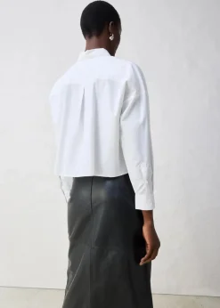 Kurze Oversize Bluse mit Seidenanteil