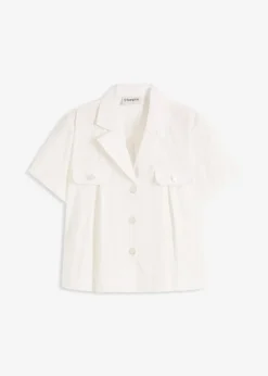 Kurze Popeline - Kurzarmbluse aus Baumwolle