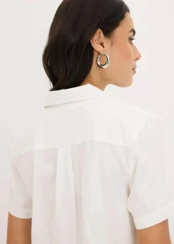 Kurze Popeline - Kurzarmbluse aus Baumwolle