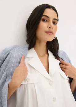 Kurze Popeline - Kurzarmbluse aus Baumwolle