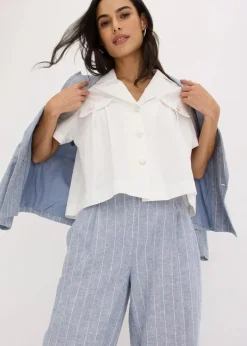 Kurze Popeline - Kurzarmbluse aus Baumwolle