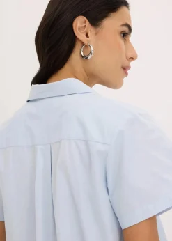 Kurze Popeline - Kurzarmbluse aus Baumwolle