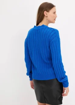 Kurze Ripp-Strickjacke