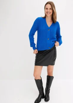 Kurze Ripp-Strickjacke