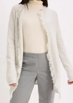 Kurzer Strickmantel mit Pailetten und Glanzgarn