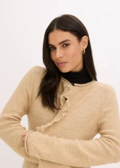 Kurzer Strickmantel mit Pailetten und Glanzgarn